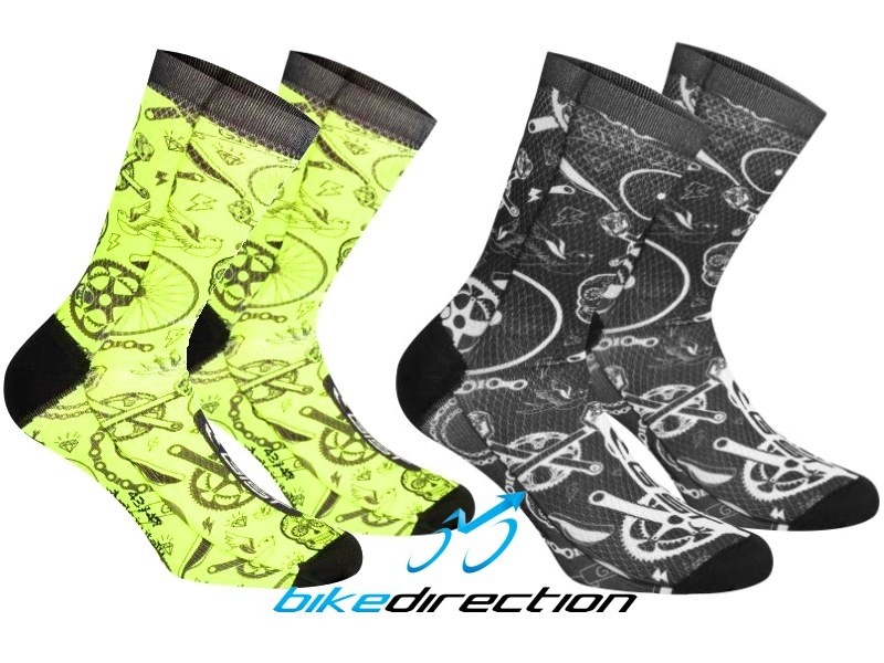 calzini-gist-tatoo-giallo-fluo-estivi-leggeri-neri-bici-print-Bike-Direction