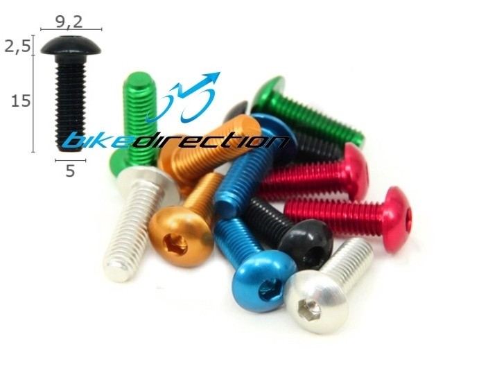 Vite Carbon-ti ergal colorata M5x15 testa bombata fissaggio portaborraccia