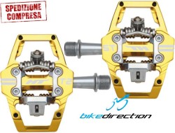 Pedali HT-Components T2 Enduro Race Gold oro con tacchette